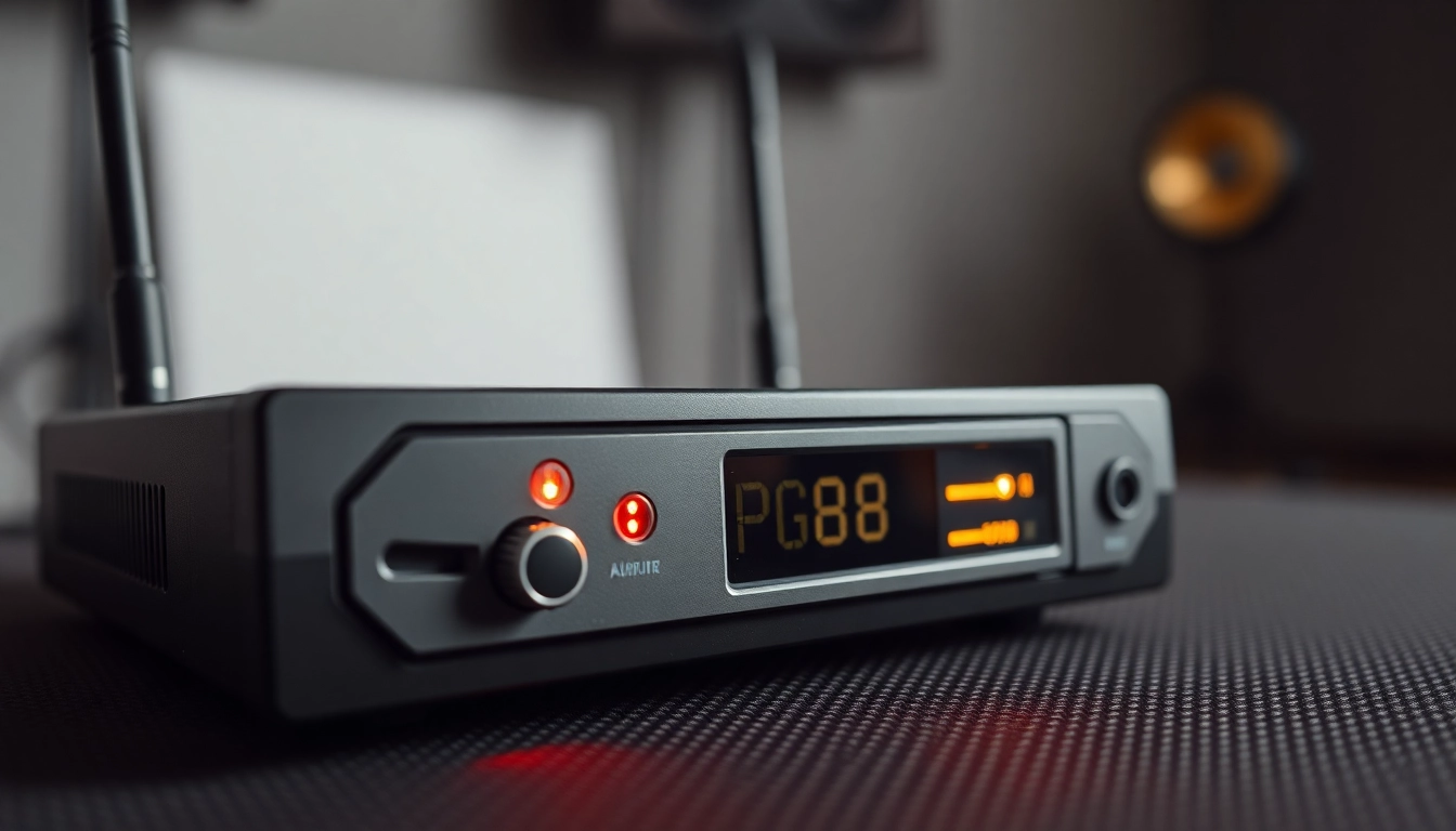 High-quality PG88 wireless microphone receiver with LED signals, showcasing professional audio equipment for live sound setups.