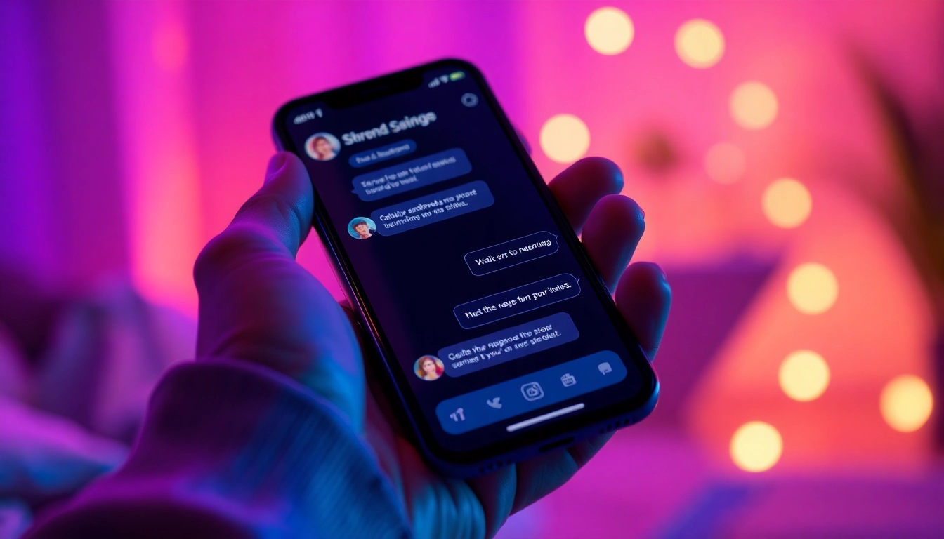 Close-up of a smartphone displaying a seductive AI chat interface in a cozy, dimly lit environment.